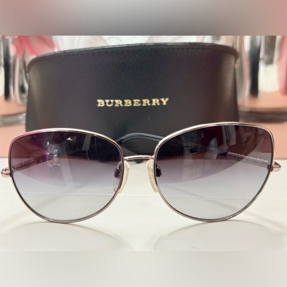 Burberry Silver Aviator Sunglasses - Picture 2 of 8